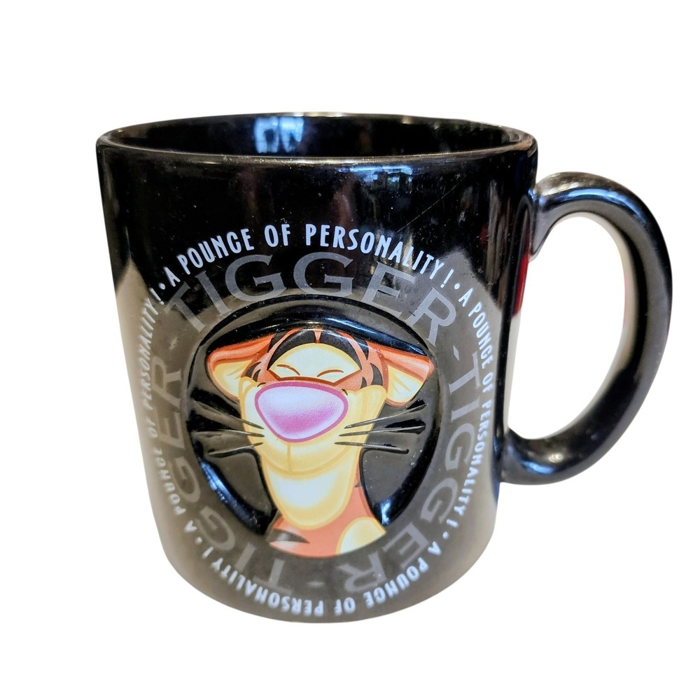 🔥The Disney Store Black‎ 3D Tigger Mug " A Pounce Of Personality" 16 Oz🎄